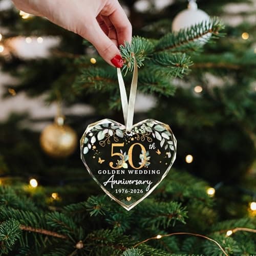 Marriage Gifts for Parents,50th Anniversary Marriage Gifts for Couple Golden Wedding Decorations,Golden Wedding Gift 50th wedding anniversary gifts,Happy 50th Anniversary Ornament B0H1WN27QW
