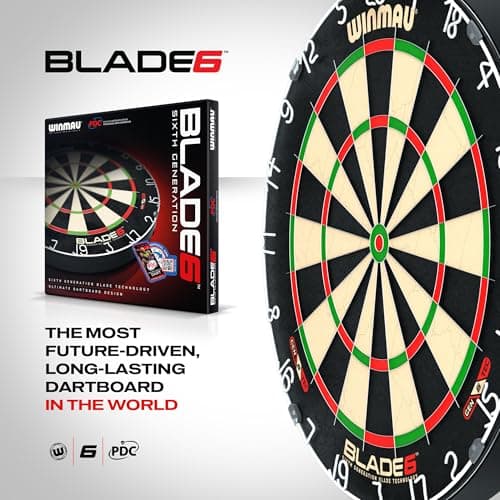 WINMAU Dart Board - Blade 6 Dartboard | Blade 6 Bundle - Professional PDC Darts Board with Official Tournament Specifications for Darts Enthusiasts