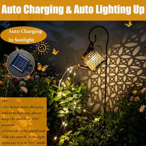 Unique Birthday Gardening Gifts for Women,Metal Solar Lanterns Outdoor Waterproof,Yard Art Cascading Lights,Patio Lawn decor Merrytech Solar Watering Can Light,Garden Decor Gifts for Mom Grandma Large B099FKMHQN