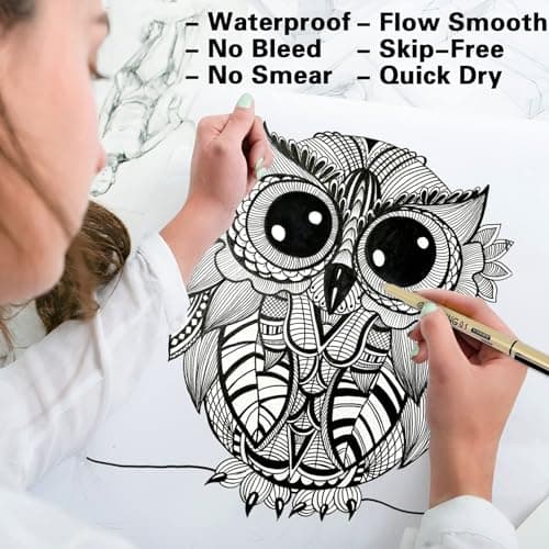 Muchcute Micro Fineliner Drawing Art Pens: 12 Black Fine Line Waterproof Ink Set Artist Supplies Archival Inking Markers Liner Sketch Outline Anime Gifts Manga Sketching Watercolor Zentangle Kit Stuff