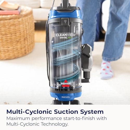 Bissell CleanView Swivel Vacuum with Triple Action Brush Roll, Swivel Steering, Extension Wand, Easy-Empty Dirt Tank, Multi-Cyclonic Suction System, New 2024 Model