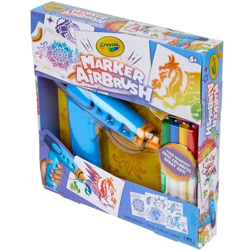 Arts & Crafts Toys for Kids, Birthday, Holiday Gifts for Girls & Boys 6+, Battery-Powered Sprayer Kids Activities Crayola Marker Airbrush Spray Art Kit, 8 Washable Markers, 5 Stencils B0DTB2N2D9