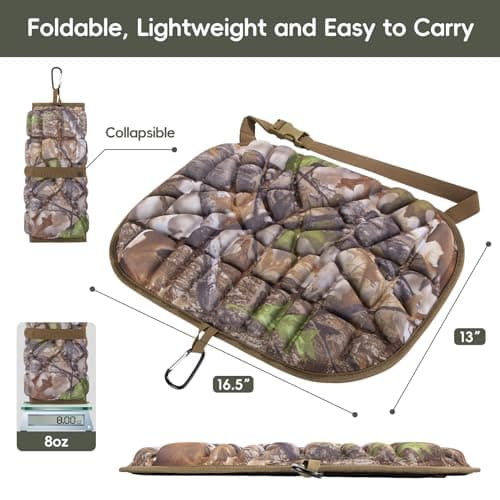 BLISSWILL Hunting seat Cushion，Stadium Cushion，100% Memory Foam Silent Lightweight for Camping, Hunting, Fishing，Camping，Outdoor