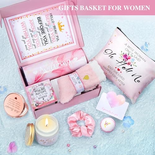Gifts for Women,Birthday Gifts for Women Friendship,Spa Gifts Basket with Wine Tumbler,Gift Set for Women,Self Care Gift Idea for Mom,Her,Female Friend,Sister,Wife,Unique Gifts for Women