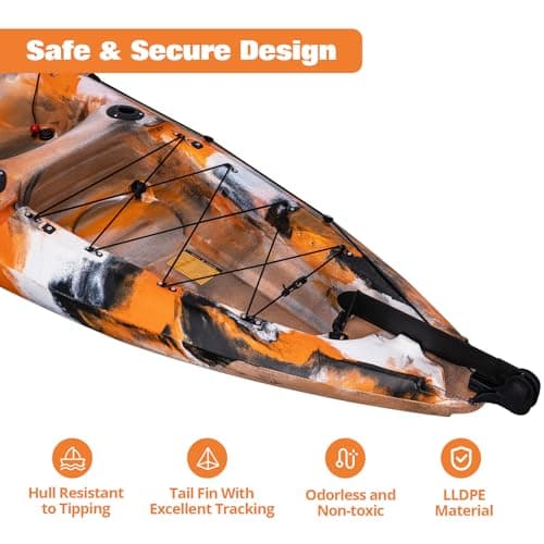 11.9 ft Fishing Kayak for Adults, Sit on Top Kayak with Paddle & Comfortable Seat, Hard Shell Recreational Ocean Fishing Boat for Lake River Sea, 661 LBS Capacity