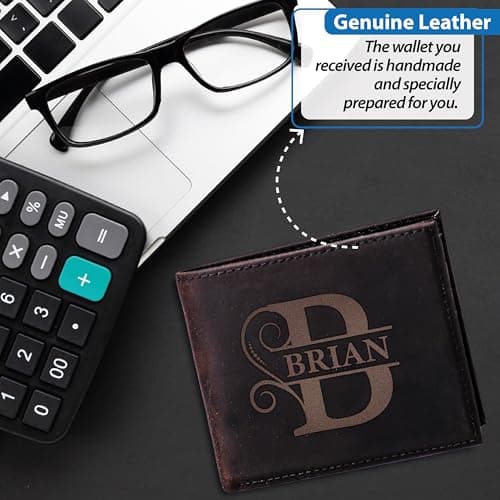 Masat Customized Personalized Wallet for Men, Custom Gifts for Father, Customized Monogram Wallet for Men, Son, Grandpa, Boyfriend, Fathers Day, Wedding, Anniversary, Birthday, Graduate