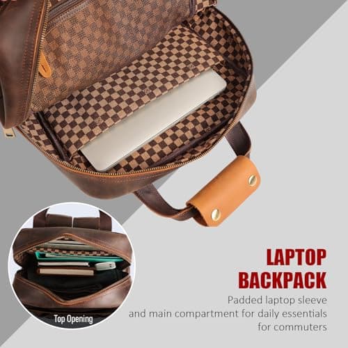 STAR VISTA Bernini Vintage Full Grain Leather Camera Backpack for DSLR/SLR, Camera Case for Photographers, with Tripod Holder, Fits 15.6" Laptop, Casual Outdoor Rucksack, YKK Zippers