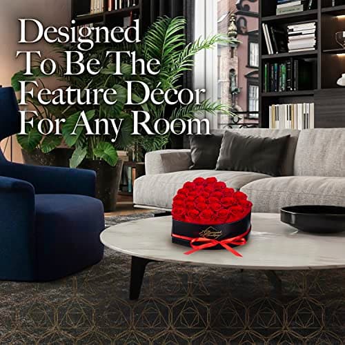 GLAMOUR BOUTIQUE 27 Flower Forever Heart Shape Box - Preserved Roses Gift for Her, Preserved Flowers, Red