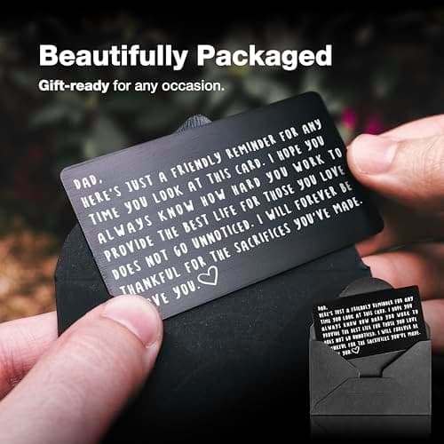 Wallet Card for Dad – Father's Day Gift from Son or Daughter for the Best Dad Ever - Voted Most Meaningful and Unique Gift for Fathers - Gift Ready, Engraved