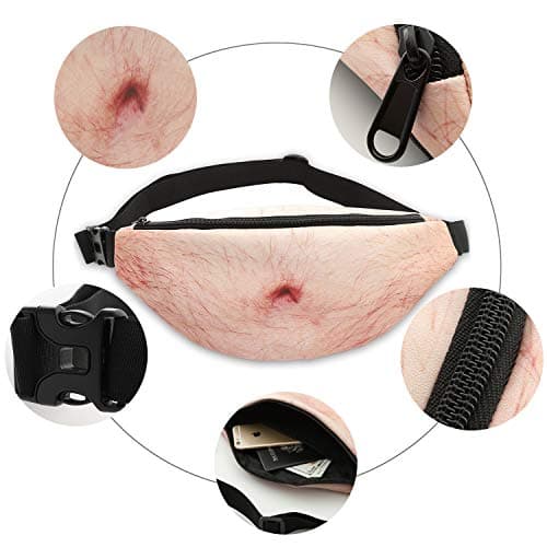 White Elephant Gifts Funny Gag Gifts,3D Men Beer Fake Belly Dad Bag Waist Packs,Waterproof Fanny Pack Unisex for Father's Day,Christmas,Stocking Stuffers for Men Boyfriend Husband Him Friend Dad