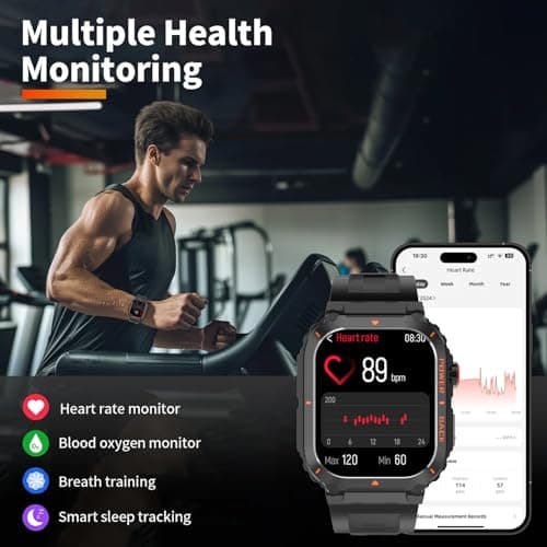 Military GPS Smart Watch for Men with Offline Map/Air Pressure/Altitude/Compass,smart Watch for Android Phones and iPhone,Waterproof Fitness Tracker with Blood Oxygen/Heart Rate/Sleep/100+ Sport Modes