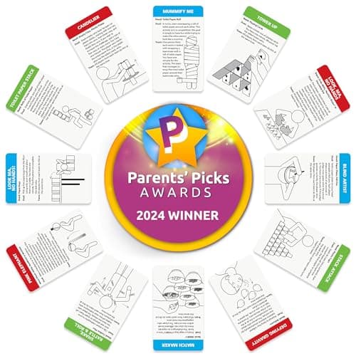 Funwares Home Edition, 218 Minute of Fun Games - Minute to Win It Family Party & Travel for Kids & Adults, 2-12 Players! Play with Everyday Household Items.