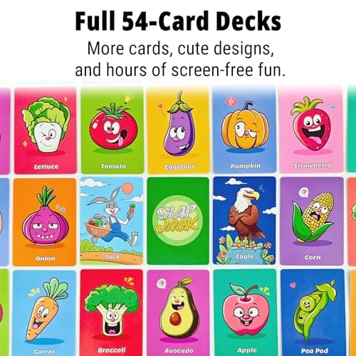 Upgraded Kids Card Games Pack, 6 Decks, Go Fish, Old Maid, Crazy Eights, Memory Match, Slap Jack, War, Playing Cards, Easter Basket Stuffers, Stocking Stuffers