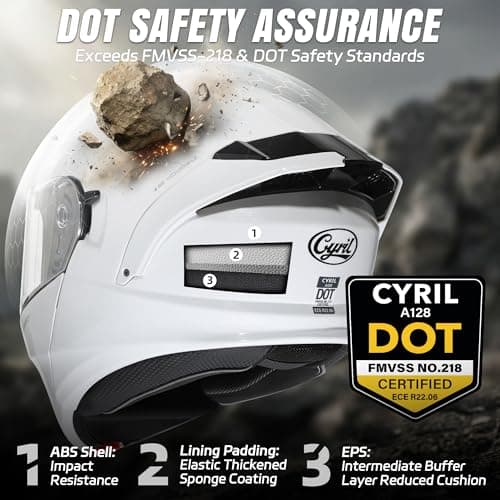 CYRIL Modular Motorcycle Helmet DOT, Flip Up Full Face Men Women, Glasses Compatible Dual Visor, Quick Release Shield, Bonus Smoke Visor & Bag for Street Bike ATV UTV Scooter Cruiser
