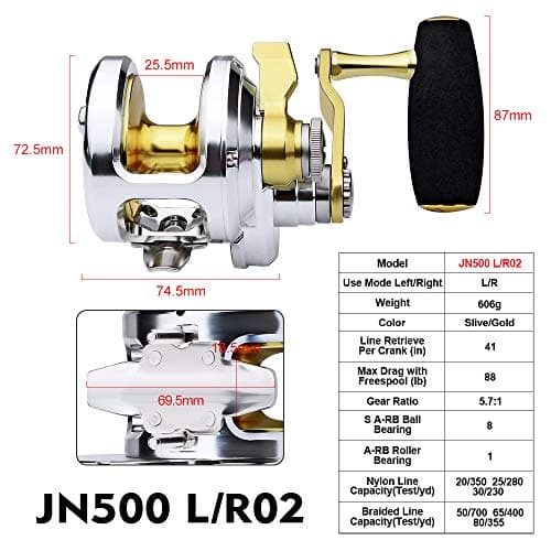 PROBEROS Conventional Reel Trolling Reels - Lever Drag Deep Sea Ocean Big Game Offshore Jigging Fishing Reels