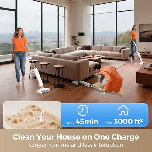 Wet Dry Vacuum Cleaner, 180°Lie-Flat Vacuum Mop All in One with Auto Self-Cleaning, Smart Floor Cleaner Machine for Hard Floor, 45 Mins Runtime, Edge Cleaning, Self-Propelled Vacuum Mop Combo
