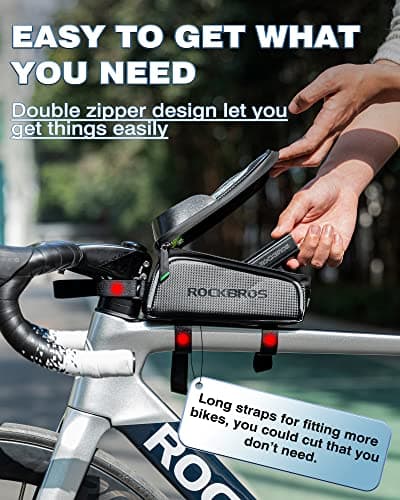 E-Bike Accessories for Men Women Compatible Phone Under 7” Straps Fit All Frames ROCKBROS Bike/Bicycle Phone Front Frame Bag, Waterproof, Tube Cycling Pouch B079QKP848