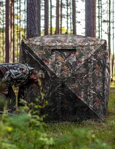 TIDEWE Hunting Blind 270°See Through with Carrying Bag for Turkey Hunting, Pop Up Ground Blinds, Portable Resilient Hunting Tent