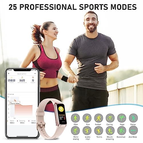 Fitness Tracker with 24/7Heart Rate, Blood Pressure, Sleep Tracking, Calorie, Activity Tracker with 1.1" AMOLED Color Screen, Waterproof Step Tracker for Android iPhones Women Men