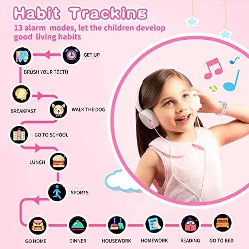 Kids Smart Watch Gift for Girls Age 5-12, 26 Games HD Touch Screen Watches with Video Camera Music Player Pedometer Flashlight 12/24 hr Educational Toys Birthday Gifts for Girls Ages 7 8 9 10