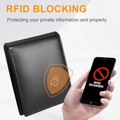 MARZAHAR Genuine Leather Mens Wallet, RFID Blocking Bifold Wallet for Men with ID Window, 11 Credit Card Slots (Black)