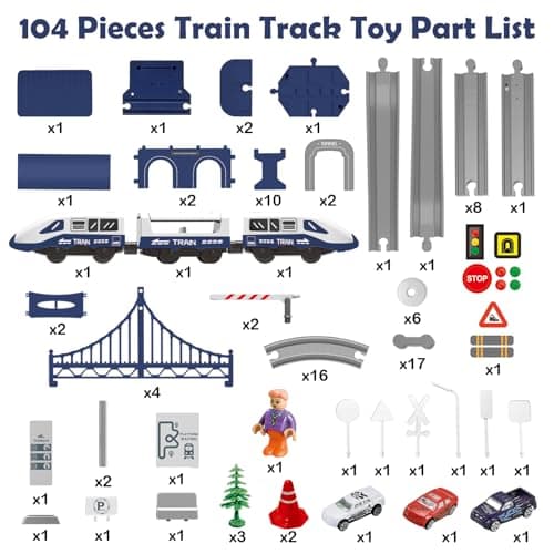 Train Sets for Boys 4-7, Battery Operated Train Set with Tracks(Magnetic Connection), Compatible with Thomas, Brio, Chuggington, Gifts for 3 4 5 6 Years Old (City)