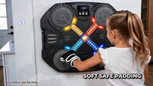 Music Boxing Machine Sport Toys for Kids and Adults,Wall Mounted Bluetooth Smart Punching Target,Training Pad Toy with Boxing Glove,Ideas Toys for Boys Girls Kids 3 4 5 6 7 8 9 10 11 12+ Years Old