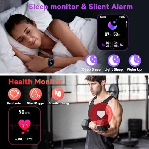 Smart Watch for Men Fitness Tracker: Waterproof Military Digital Mens Watches Running Make Answer Call Smartwatch Android Phone iPhone Samsung Compatible Sleep SpO2 Heart Rate Monitor Step Pedometer