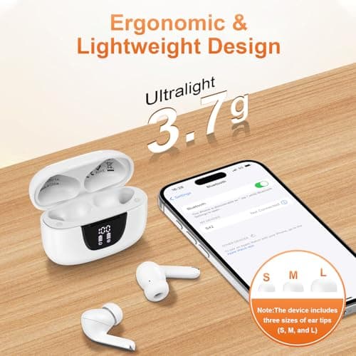 Ear bud Bluetooth 5.3 Wireless Earbuds ear phone with mic Noise Cancelling Waterproof Earphones blue tooth Headphones for iPhone Android ear phones 60H Playtime &Charging Case, Hi-Fi Stereo Bass