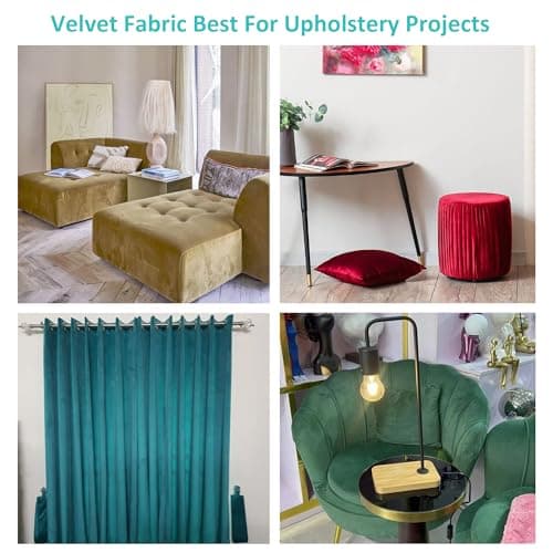Velvet Upholstery Fabric - Luxurious, Soft for Home Décor, Sofa, Chair, Cushion Projects (Green, 1 Yard)