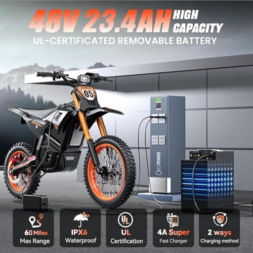 Malzahar Electric Dirt Bike for Teens Adults, 3500W, 40MPH & 60 Miles Electric Motorcycle, 48V/23.4AH Removable Battery, Hydraulic Brakes & Full Suspension, Mountain Off-Road E Dirt Bike for Age 13+