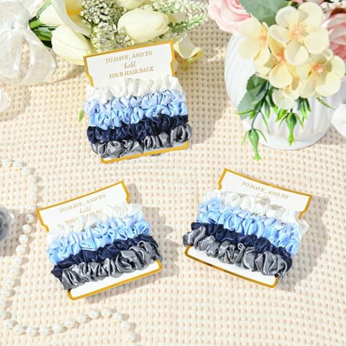 8 Pack Bridesmaid Gifts Satin Bridesmaid Scrunchies Soft Hair Ties Bachelorette Party Favors Hair Accessories for Women Bridesmaid Proposal Gift (Gradient Blue) B0DTKDN7FR