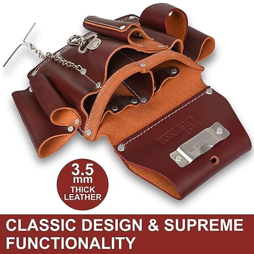 TRUTUCH Grain Leather Electrician Tool Pouch | Carpenter Tool Pouch | Electrician Pouch | Electric Tool Bag | Electrician Bag | Leather Tool Belt