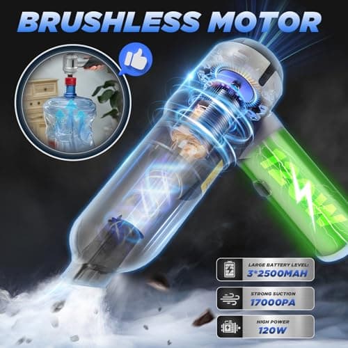 Mini Car Vacuum with Brushless Motor,Air Duster Blower,Rechargeable Foldable Vacuum Cleaner,for Home, Office Pet,Gifts Saker Handheld Car Vacuum Portable Cordless17000Pa HL132 Black B0D8PQHYV3