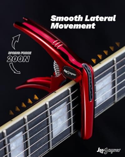 Leo Jaymz Heavy Duty Guitar Capo for Acoustic/Electric Guitars, Guitar Clip made of Zinc Alloy Metal, Guitar Clamp for Bass Classical Guitar, Ukulele, Mandolin,Banjo (Shadow Red)