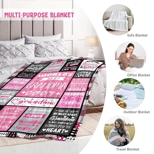 Soft and Cozy Keepsake Blanket, Thoughtful Gift for Christmas, Mother's Day Grandma Birthday Gifts, Best Grandma Ever Gifts Blanket 50"x60" B0DDSFFW4W