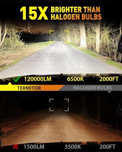 Termitor Latest 9005 9006 LED Bulbs, 100,000LM Brightness Hi/Low Beam, 85000+ Hours Long Service Life, 6500K Cool White, Real 1:1 Halogen Size 9005/HB3 9006/HB4 Fog Lights, Plug N Play, Pack of 2