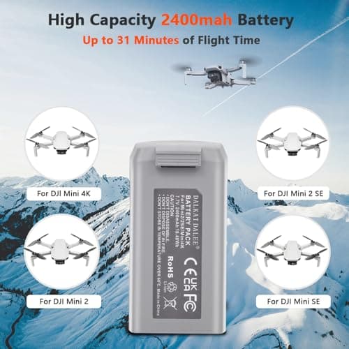 2-Pack Mini 4K Intelligent Flight Battery for DJI Mini 2 / SE / 4K/ 2 SE Drone 2400mah Upgraded Drone Battery Replacement Parts, Up to 31 Minutes of Flying Time
