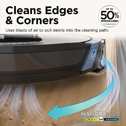 Shark Plus 2in1 Robot Vacuum & Mop with Sonic Mopping, Home Mapping, HEPA Bagless Self Empty Base, CleanEdge, for Pet Hair, WiFi, Black/Mocha, AV2630WA, for Carpets & Hardfloors