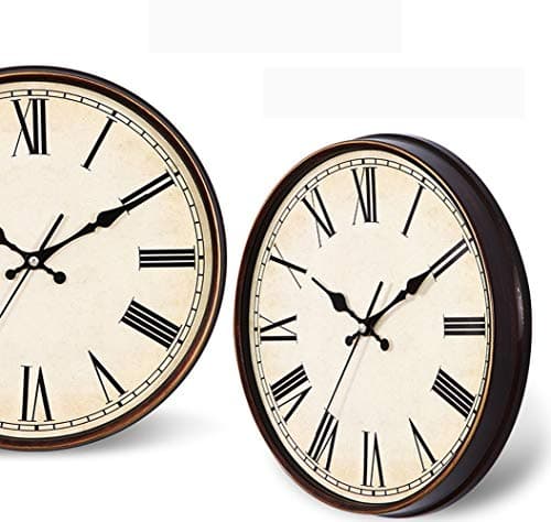 Yesland 11'' Wall Clock - Silent Non Ticking - Quality Quartz Retro Design with Roman Numerals, Easy to Read for Home Office School Clock (Brown)