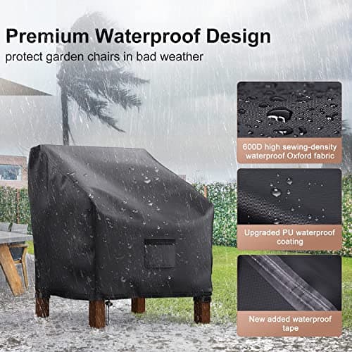Patio Chair Covers Waterproof, Mrrihand Lounge Deep Seat Cover, Heavy Duty Outdoor Lawn Patio Furniture Covers (29" W x 30" D x 36" H - 2 Pack)