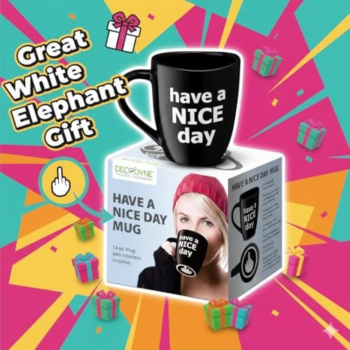 Decodyne Funny Coffee Mug, Gag White Elephant Gifts for Adults and Coworkers - Perfect for Christmas, and Novelty Gifts, Middle Finger Mug, 14 Ounce (Black) B076PJ1JSG