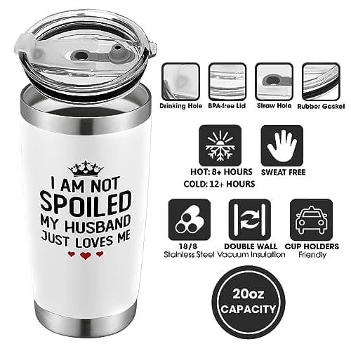 Gifts for Wife - Wife Gifts from Husband - Wedding Anniversary for Women, Valentines, Birthday Gift Ideas, Mothers Day, Christmas Gift for Her - Romantic Cup for Her - 20 Oz White Tumbler