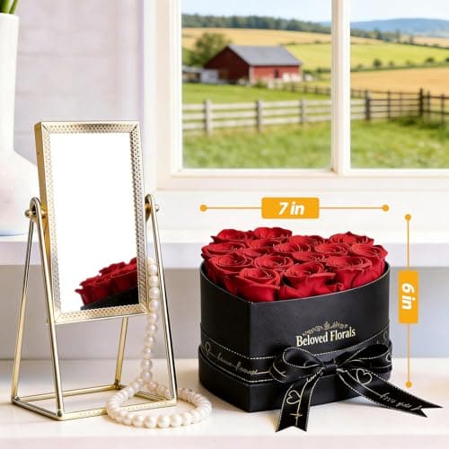 16 Preserved Flowers Rose in a Box, Gifts for Women Mom Her Wife on Mothers Day Valentines Birthday Christmas Anniversary Romantic(Red)