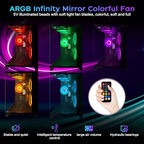 ALCPOK PC Gaming Desktop AMD Ryzen 7 5700G RAM 16G 3200MHz DDR4 1TB M.2 Prebuilt Computer Tower 550W Bronze Power Supply ARGB Air Colling Computer for Office Game