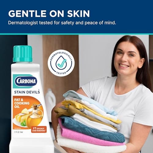 Carbona Stain Devils® #5 | Fat & Cooking Oil | Professional Strength Laundry Stain Remover | Multi-Fabric Cleaner | Safe Formula | 1.7 Fl Oz, 1 Pack