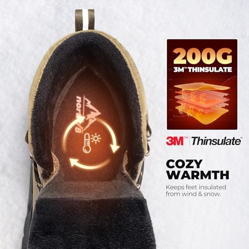 NORTIV 8 Men's Wide Winter Boots Grip on Snow Ice Insulated Waterproof Lightweight Comfortable Hiking Outdoor Boots
