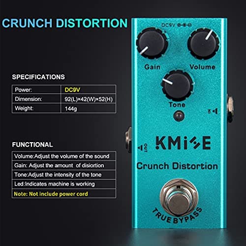 Kmise Crunch Distortion Electric Guitar Effects Pedal Mini Single Type DC 9V True Bypass