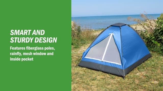 2 Person Outdoors Camping Tent with Rain Fly and Carrying Bag - Lightweight Outdoor Pop Up Tents for Camping Essentials, Music Festivals, Backpacking, Hiking, or Beach Shelter by Wakeman Outdoors