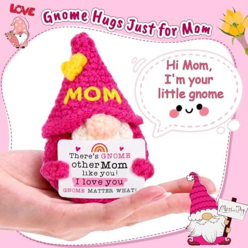 Funny Crochet Gnomes for Mother Mama Mommy Christmas Stocking Stuffers, Cute Mothers Day Gnome Gift from Son Kids, I Love You Mom Birthday Gifts from Daughter - Gifts for Mom Christmas B0F5HSJGL7